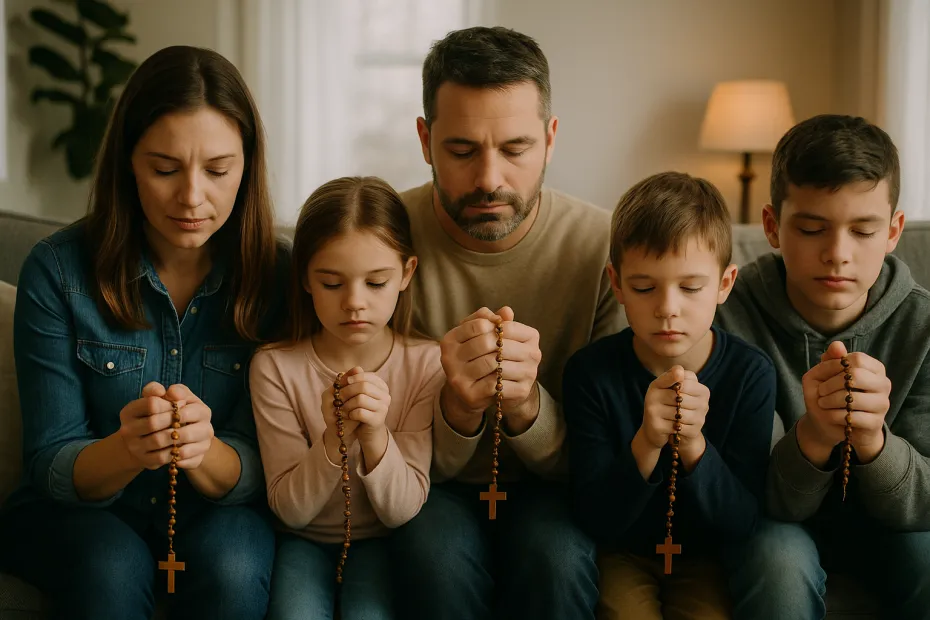 Dziecko uczy się modlitw przed Komunią