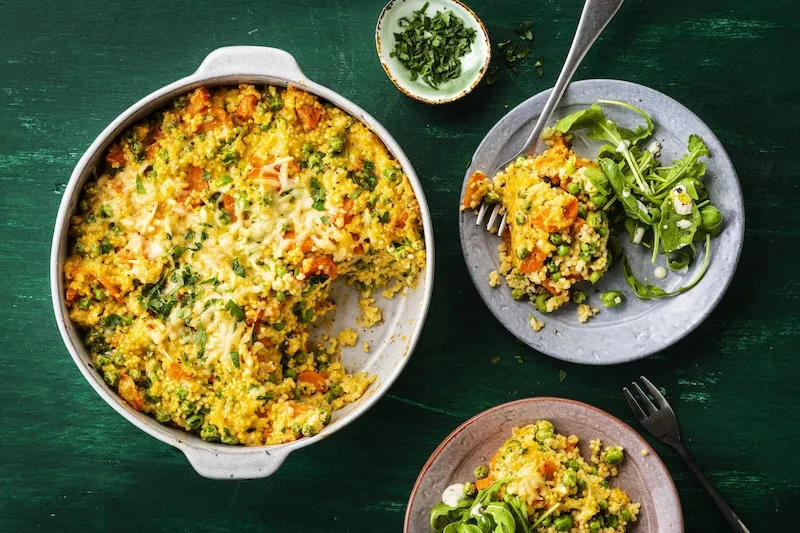 Wegetariańska zapiekanka z kaszy jaglanej brokuły