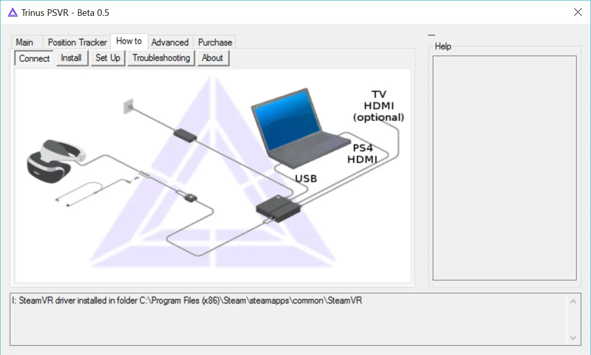 Interfejs oprogramowania Trinus PSVR