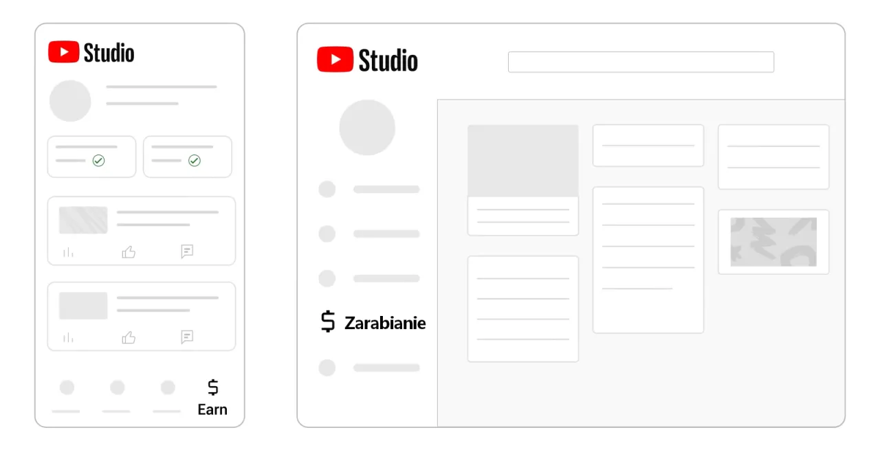 Interfejs YouTube Studio z opcją 