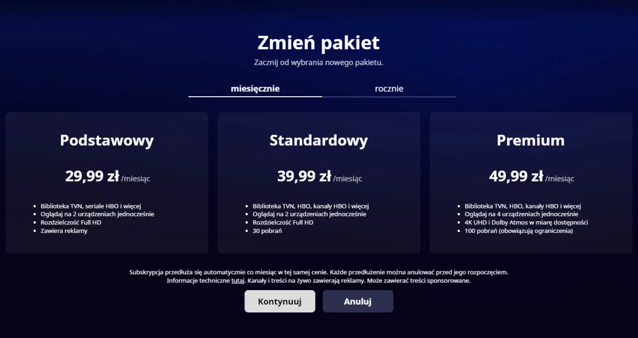 Max streaming pakiety cennik porównanie