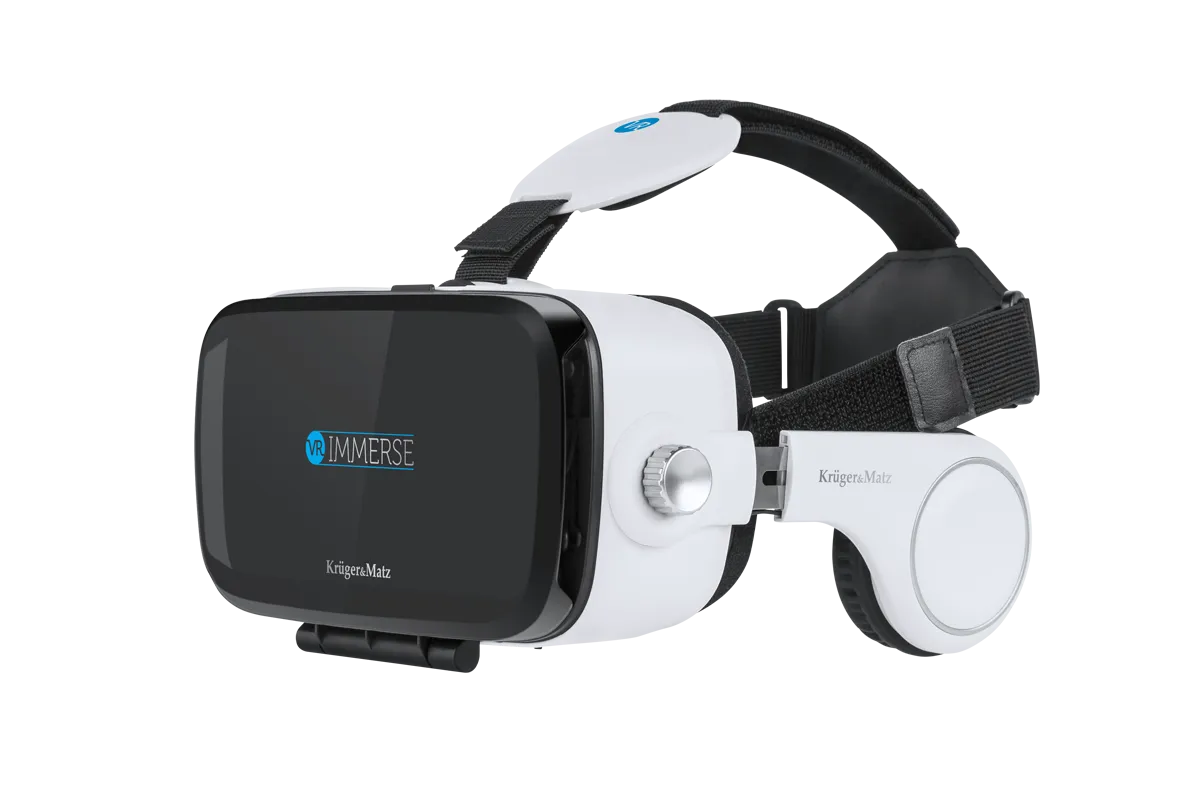 gogle VR z kontrolerami i schematem działania