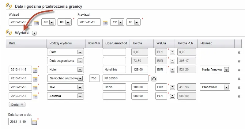 kalkulator diety delegacja, zestawienie koszt&oacute;w podr&oacute;ży służbowej