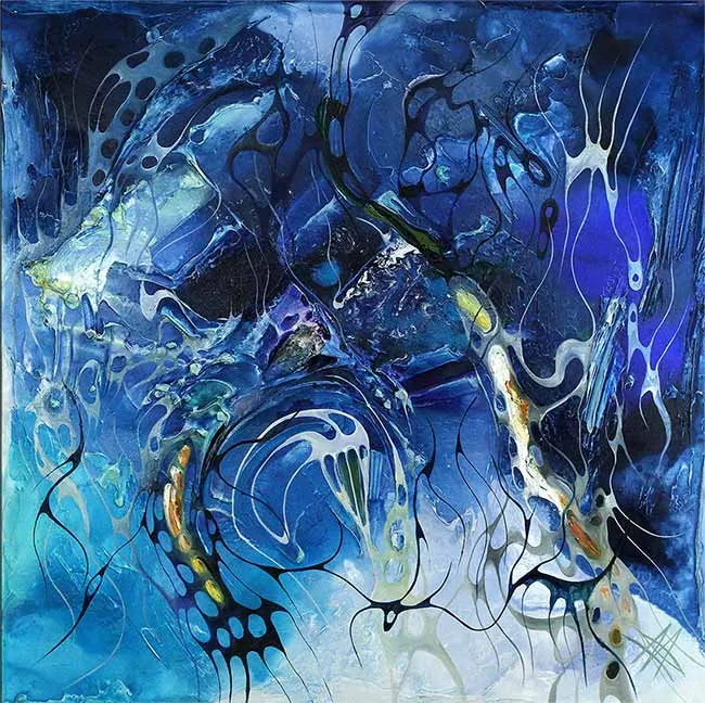 Vergleich von fotorealistischem &Ouml;lgem&auml;lde und abstraktem Acrylgem&auml;lde