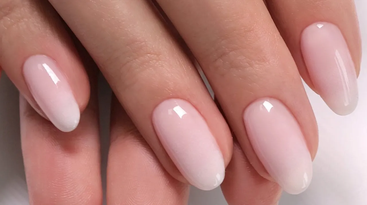 klasyczny manicure komunijny french nude baby boomer