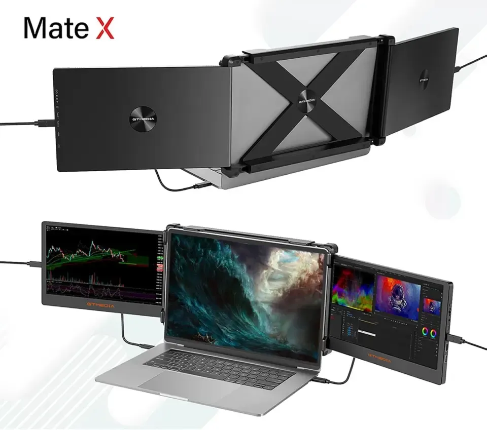 laptop podłączony do dwóch monitorów rozszerzony pulpit