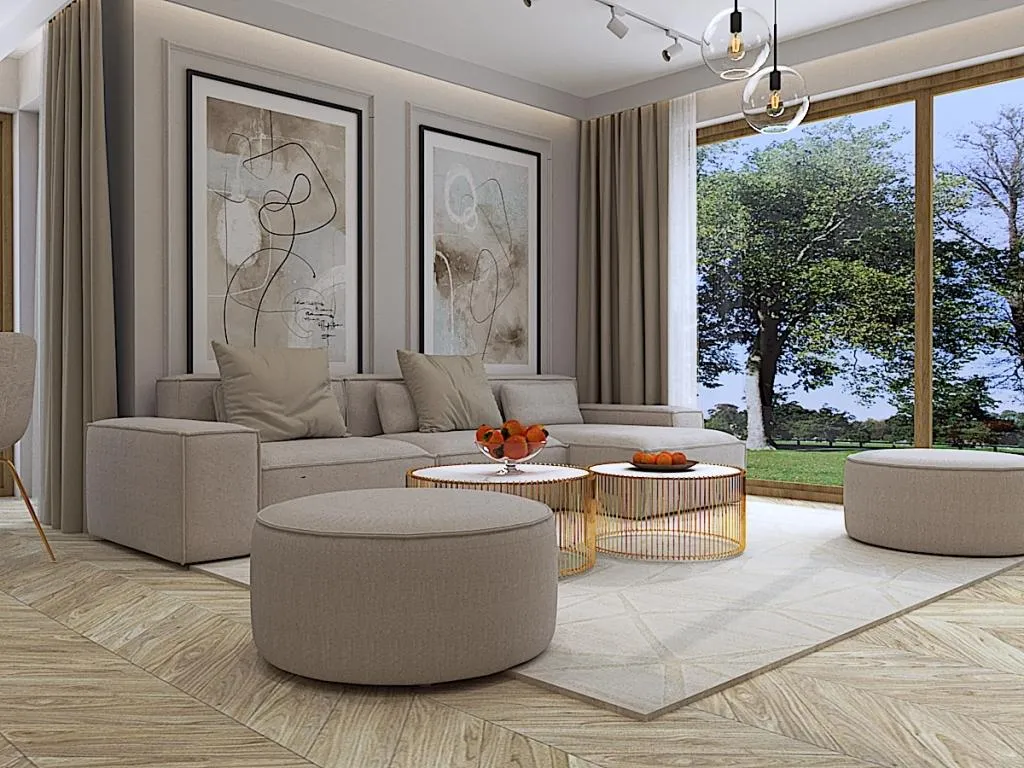 salon brąz beż styl glamour boho nowoczesny