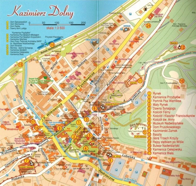 Mapa atrakcji okolice Puław Kazimierz Dolny Nałęczów Janowiec