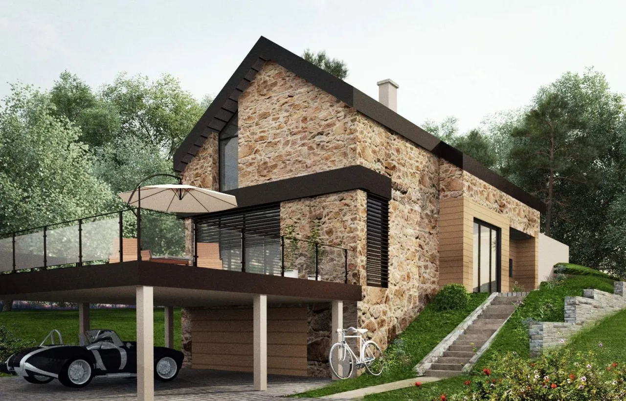 Działka ze spadkiem projekt domu
