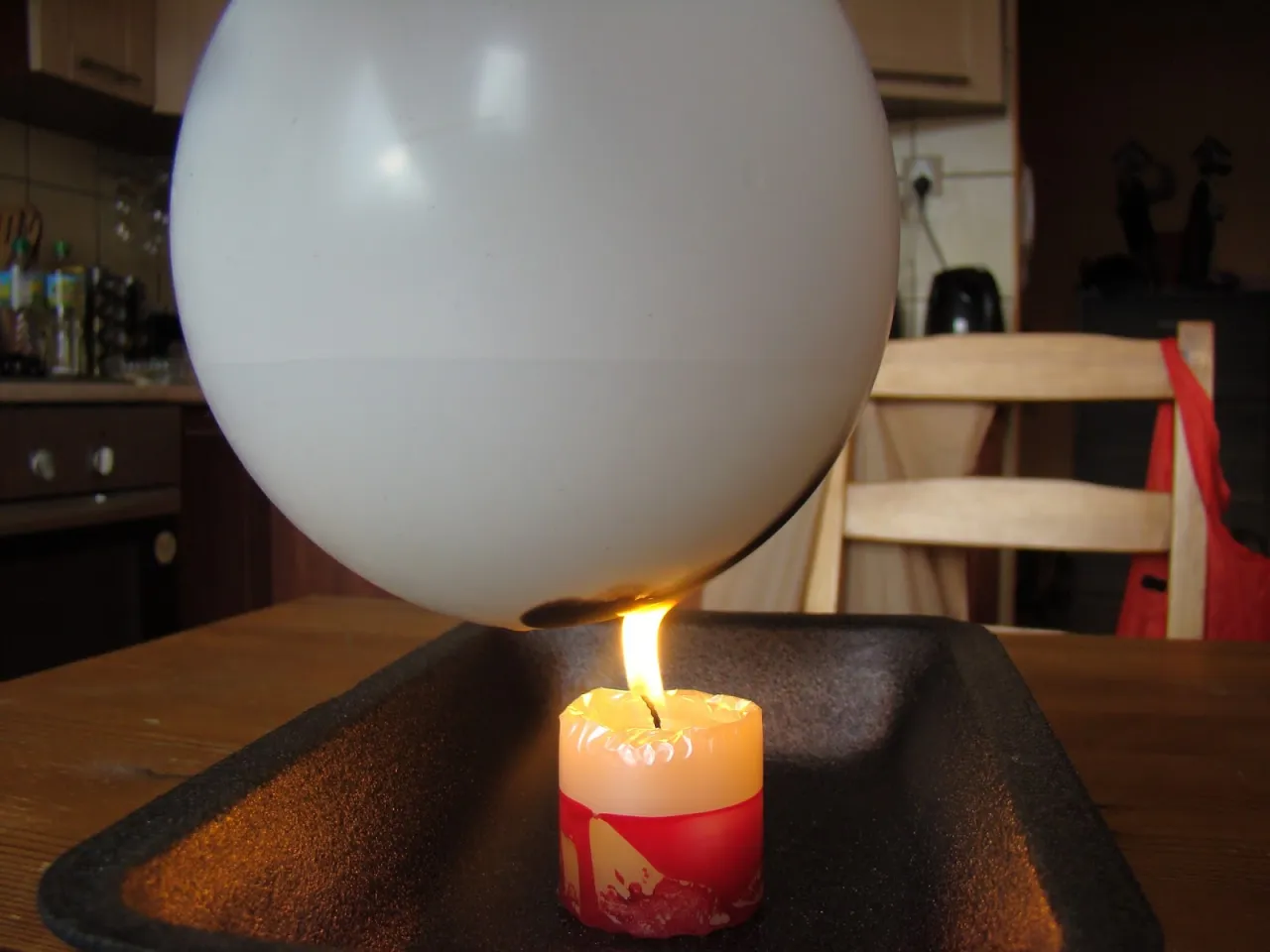 dziecko eksperyment balon z wodą nad świeczką