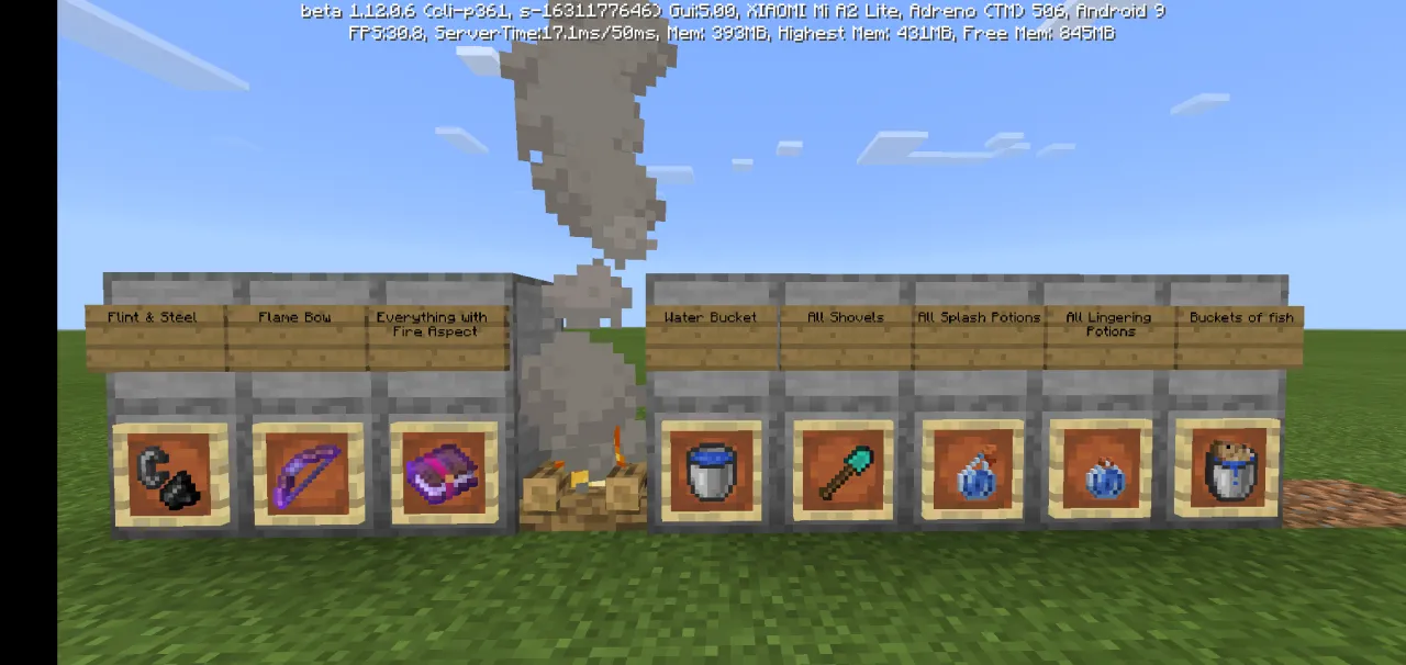 minecraft ognisko zastosowania