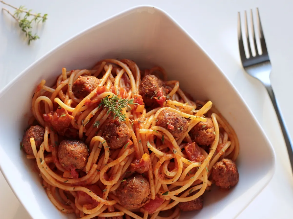 Zdjęcie Szybkie spaghetti z przecierem pomidorowym – prosta i smaczna receptura