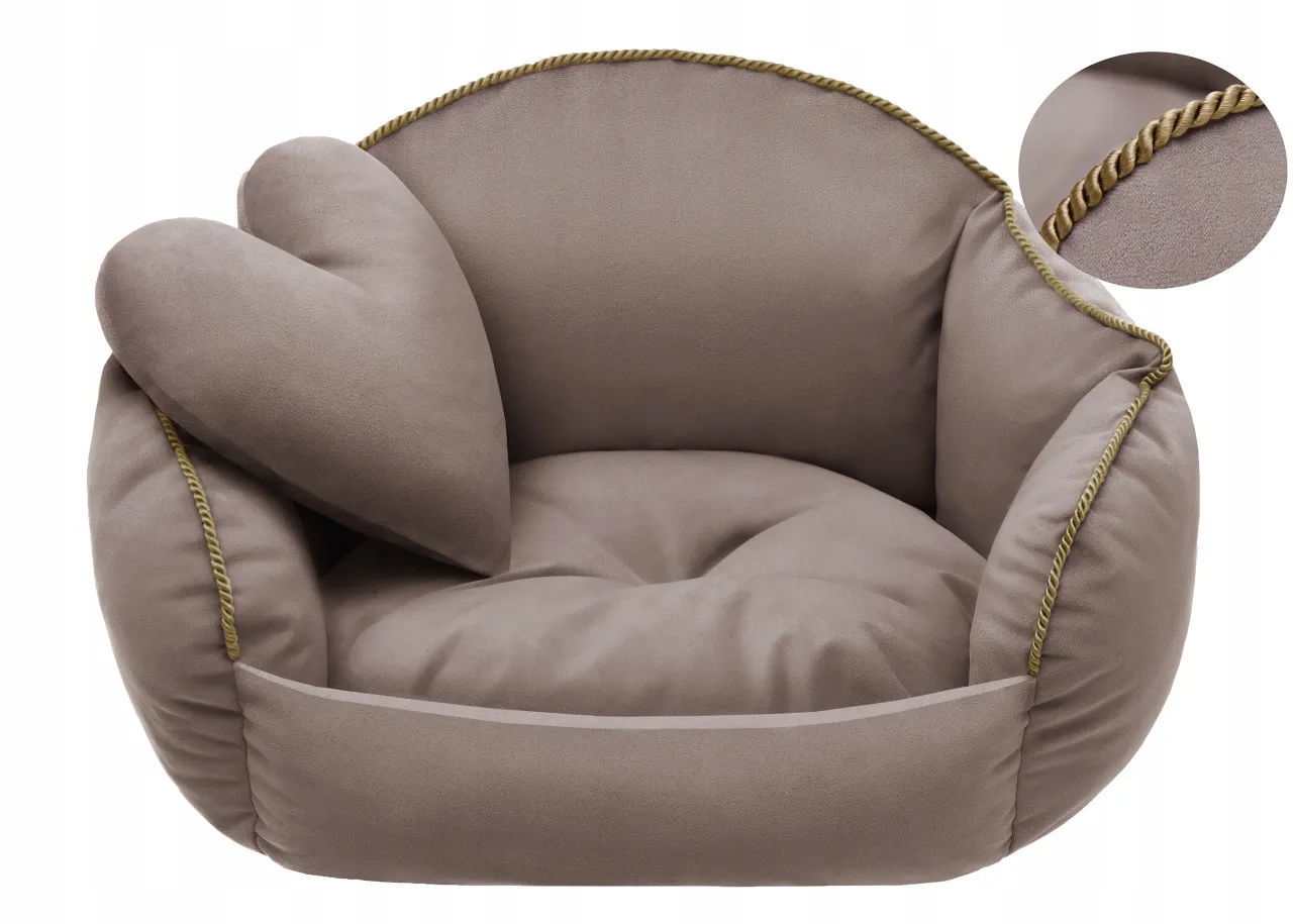 Materiały na legowisko dla psa: kodura, welur, kulka silikonowa