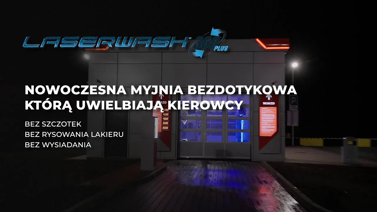 Nowoczesna myjnia bezdotykowa w nocy