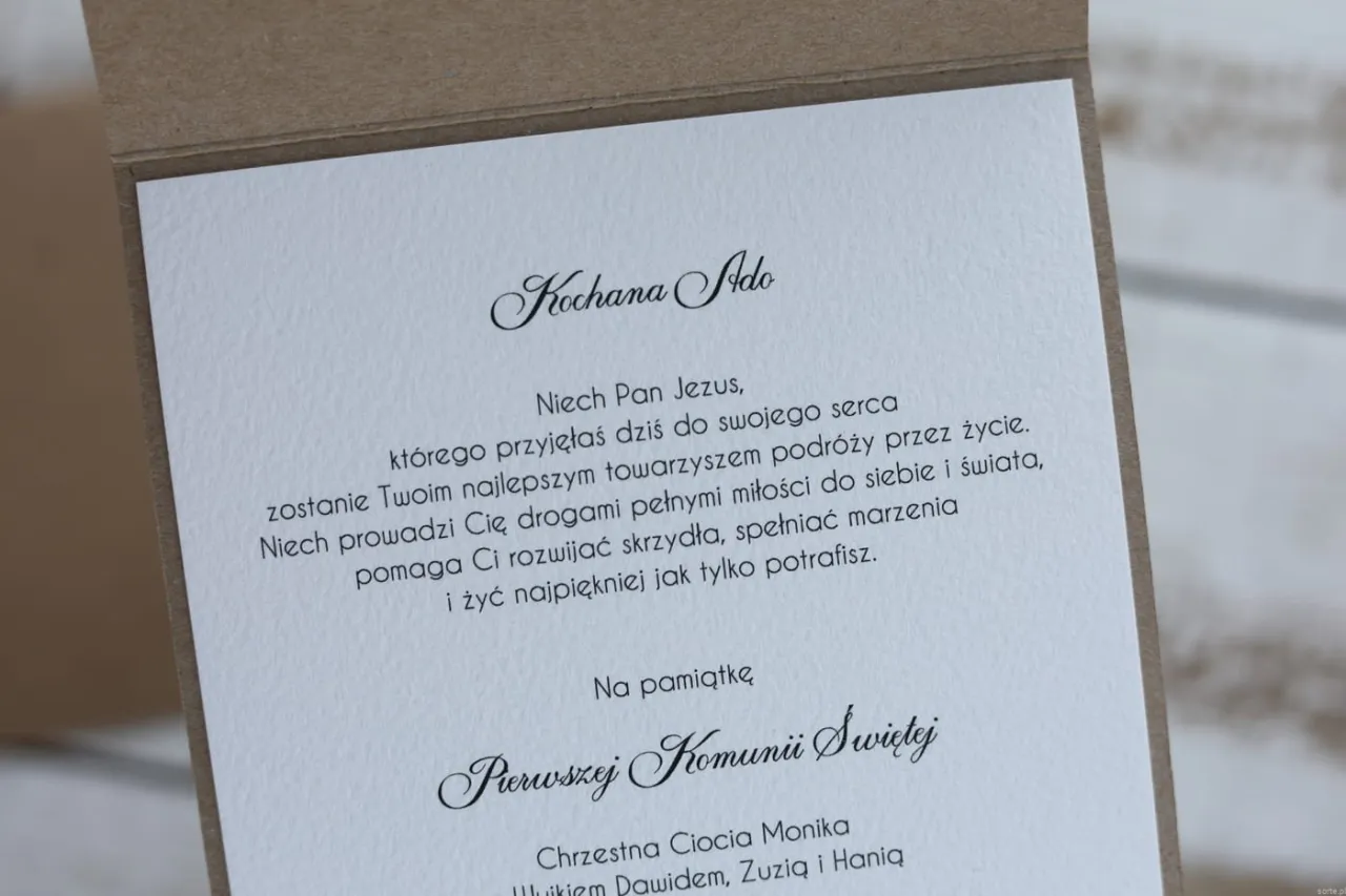 kartka komunijna z motywami religijnymi