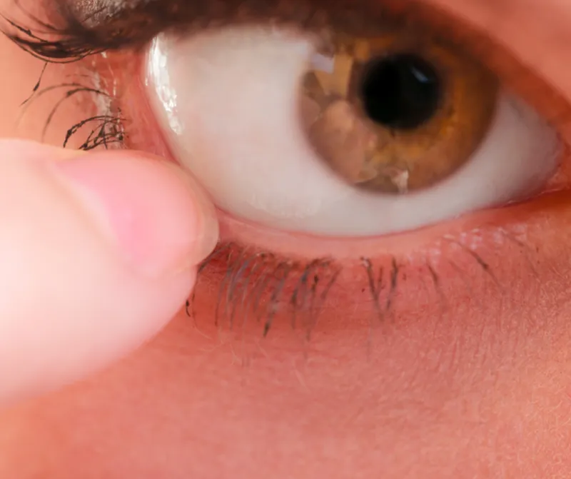 opiłek metalu w oku pierścień rdzy