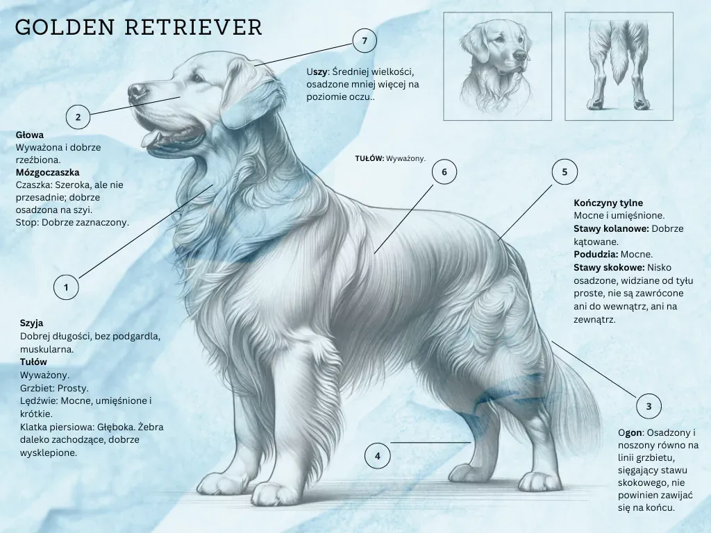 Golden retriever dwuwarstwowa sierść schemat