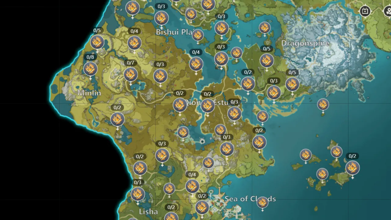 Genshin Impact interaktywna mapa HoYoLAB