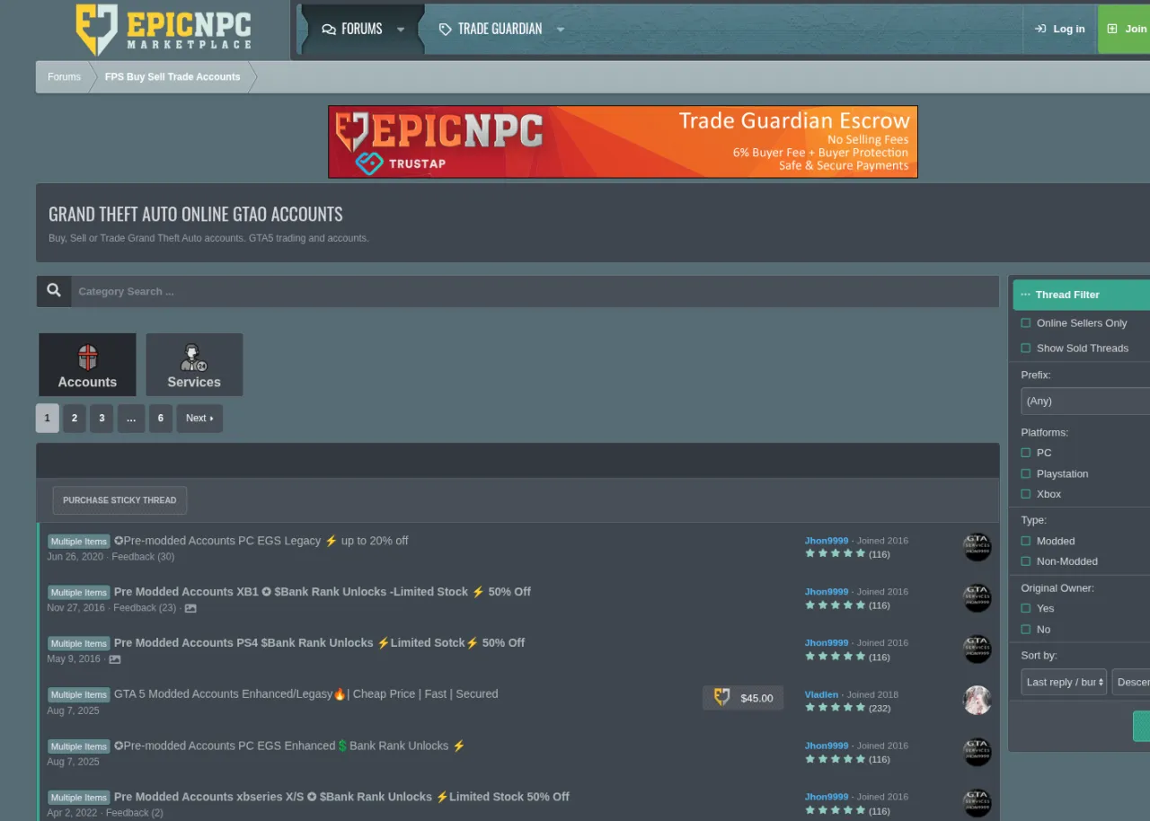 PlayerAuctions G2G EpicNPC logos
