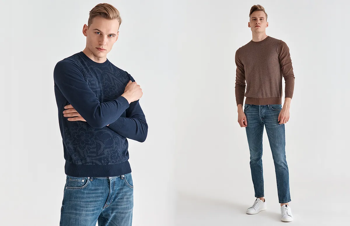 jesienna stylizacja na rodzinny obiad sweter i spodnie