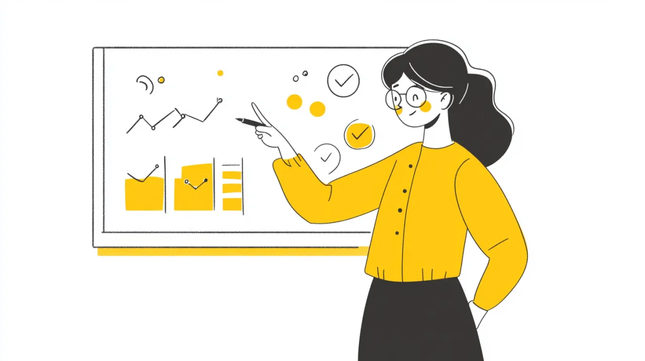 Kobieta z okularami wskazuje na wykresy, analizując dane. Czy w smartney można mieć 2 pożyczki? Analiza finansowa.