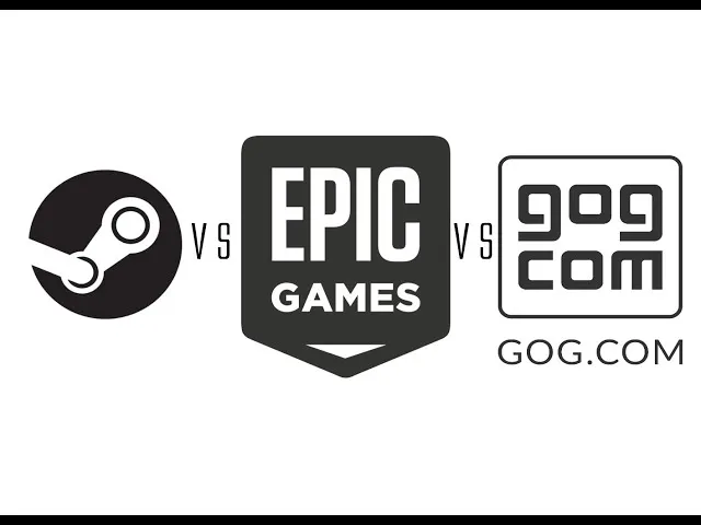 Platformy z darmowymi grami logo Epic Steam GOG
