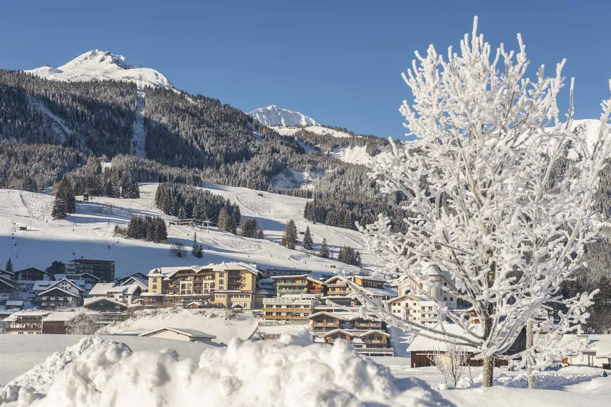 Tanzbodenalm Panorama Terrasse Winter