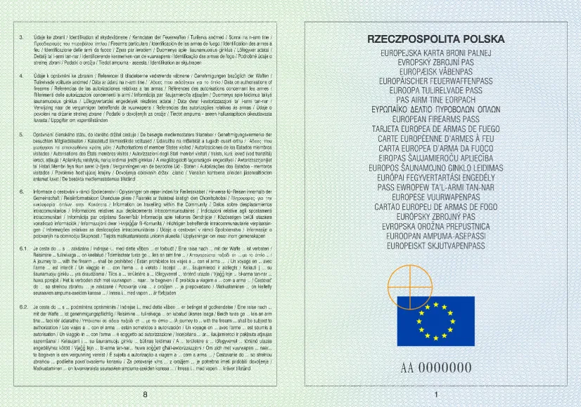 Europejska Karta Broni Palnej wzór