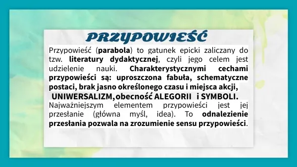 parabola definicja gatunek literacki