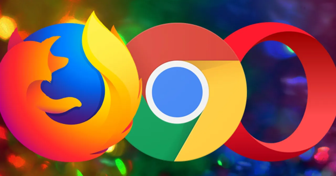 Ikony przeglądarek internetowych: Chrome, Firefox, Edge, Opera, Safari