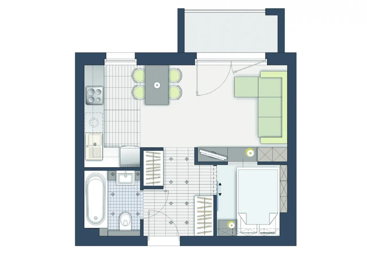 inspiracje małe mieszkanie 30m2 plan funkcjonalny