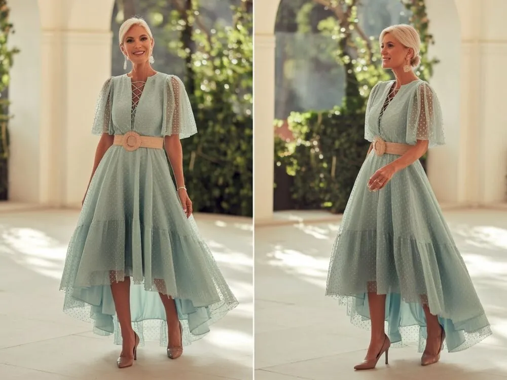 elegancka kobieta w sukience na wesele stylizacja