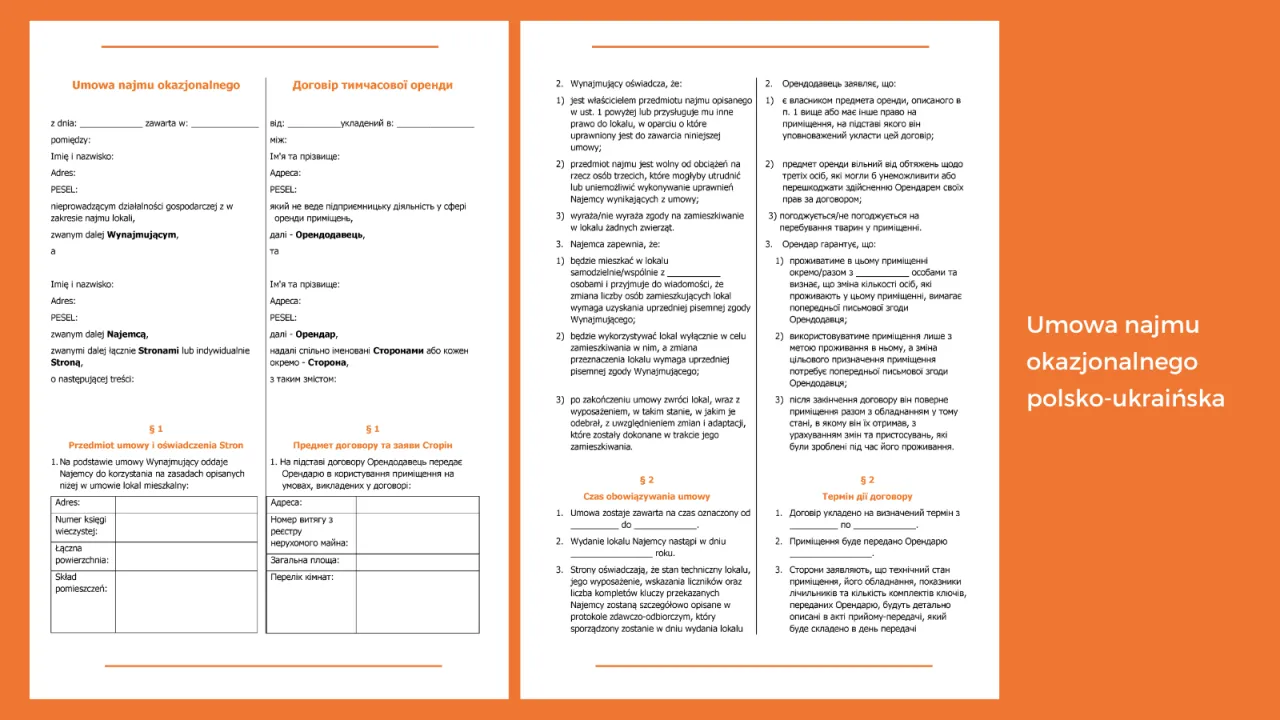 umowa najmu okazjonalnego notariusz