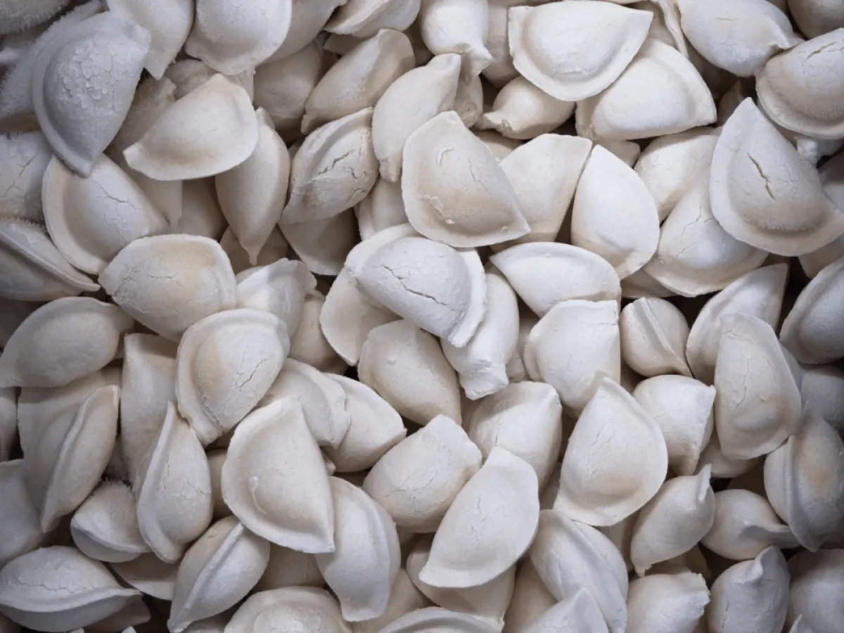 Mn&oacute;stwo zamrożonych, domowych pierog&oacute;w, gotowych do przechowania. Dowiedz się, jak mrozić domowe pierogi, by cieszyć się nimi dłużej.