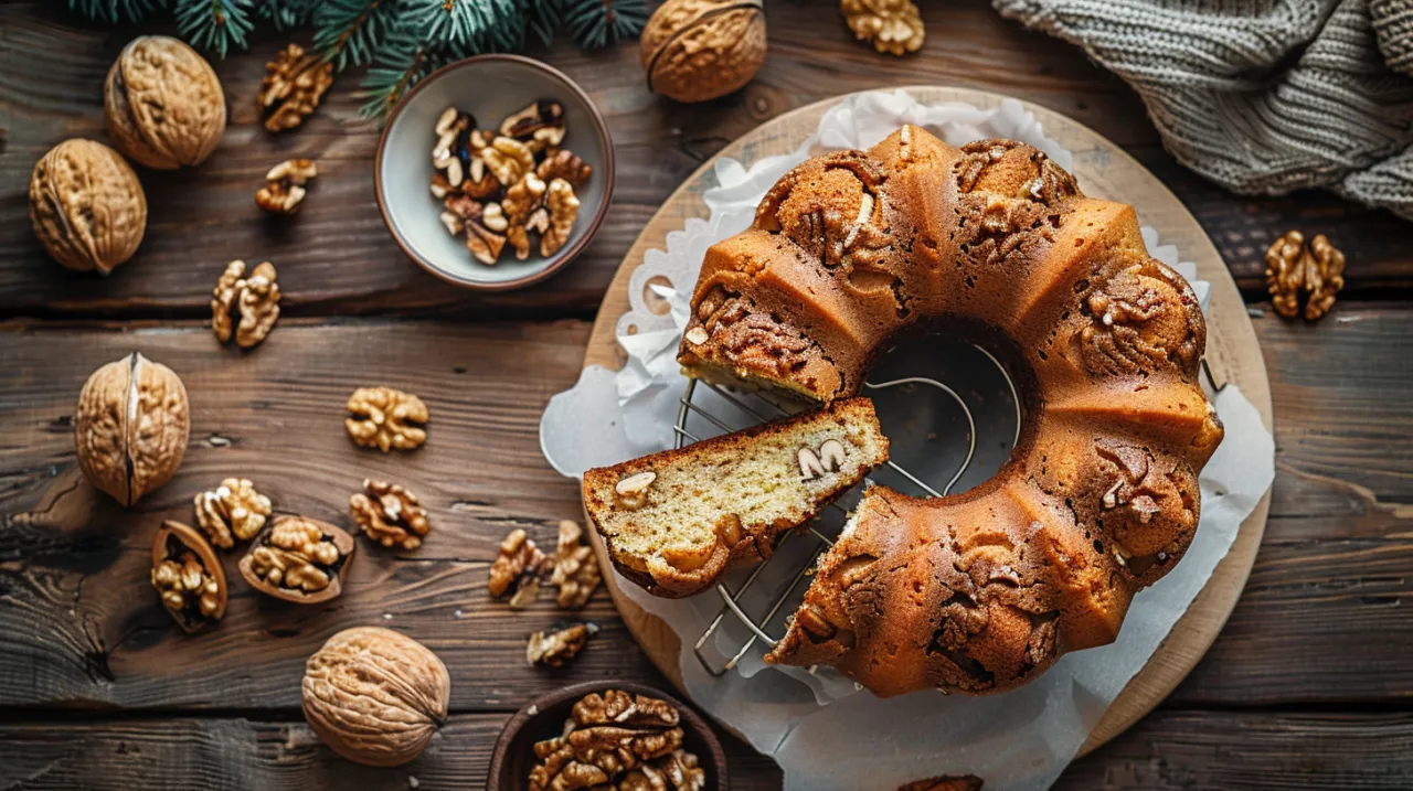 Zdjęcie Aromatyczna babka z orzechami włoskimi: Sekret smaku ukryty w cieście