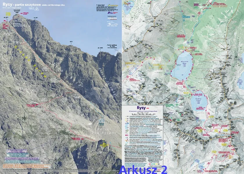Mapa Rysów szczytów i granicy