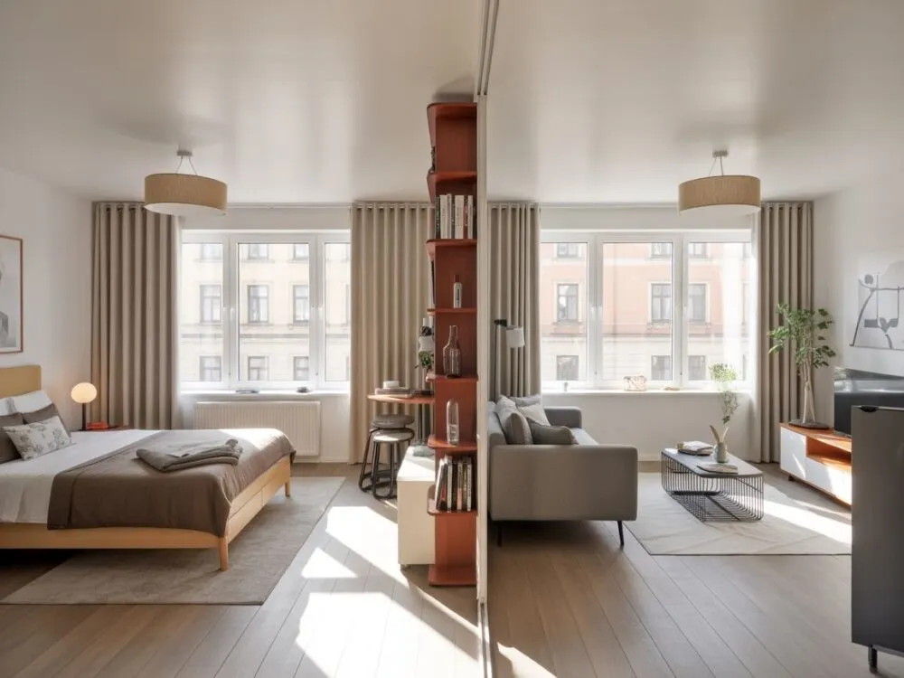 inspiracje podział pokoju na sypialnię i salon, r&oacute;żne metody przegr&oacute;d