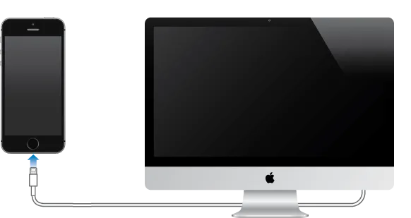 iPhone podłączony do komputera PC