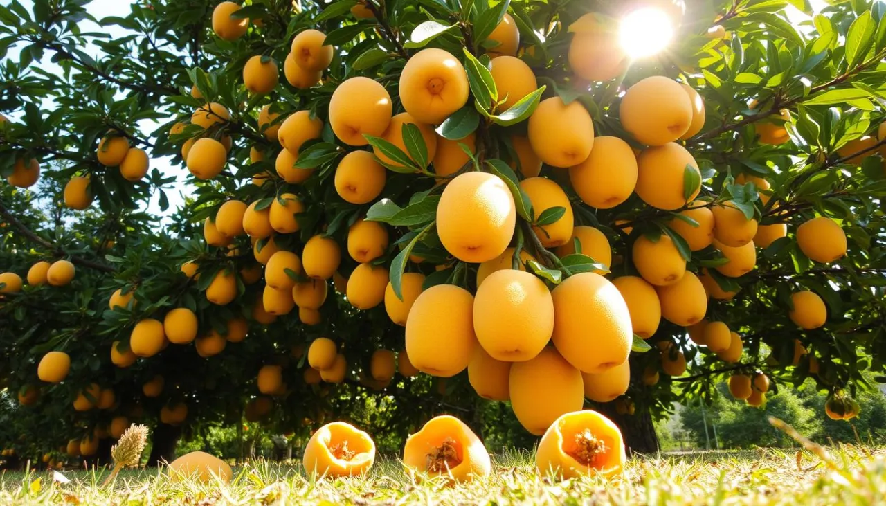 owoce pigwy na drzewie