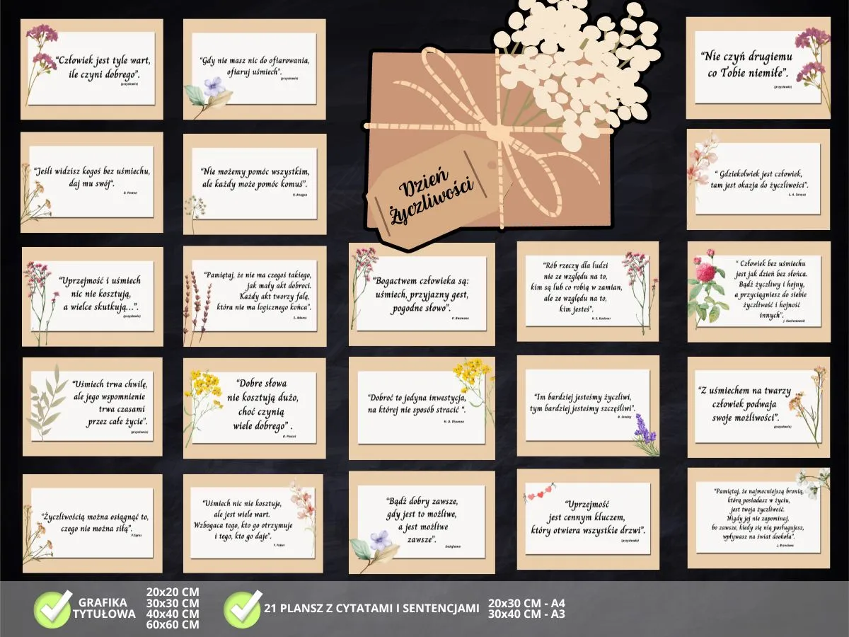 Zbi&oacute;r cytat&oacute;w o dobroci i życzliwości, ozdobiony grafikami. Inspirujące słowa na każdy dzień.