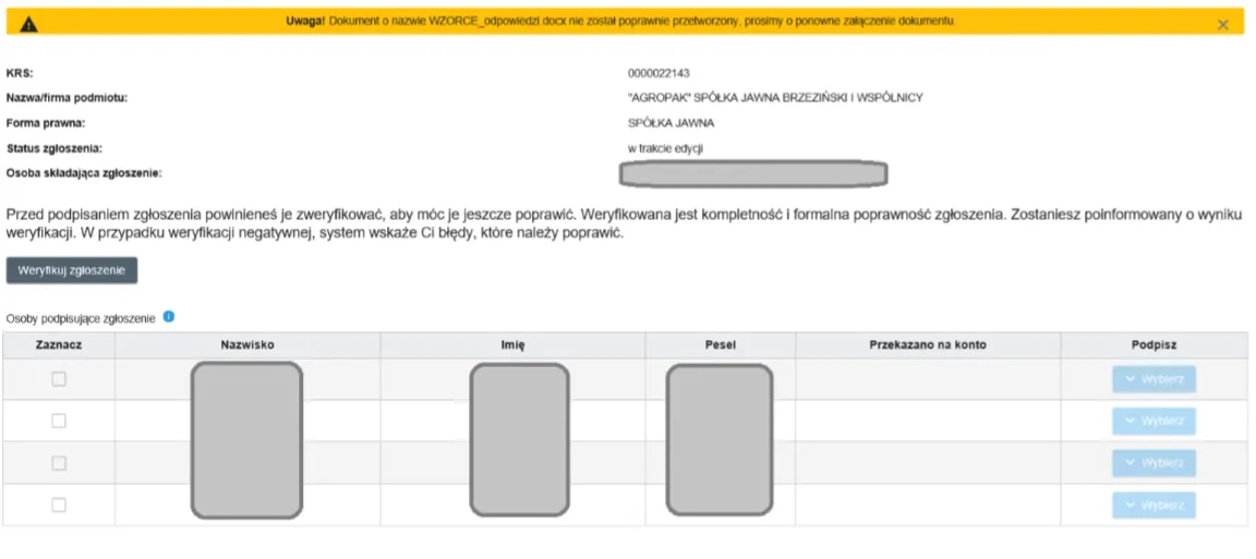 Checklista dokumentów do KRS