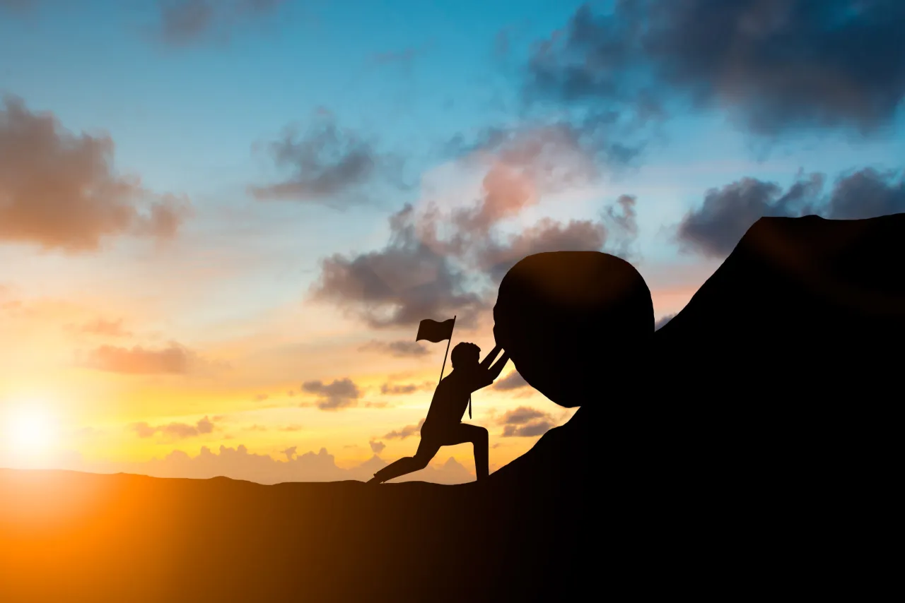 osoba zmagająca się z brakiem motywacji, zamyślona, zmęczona