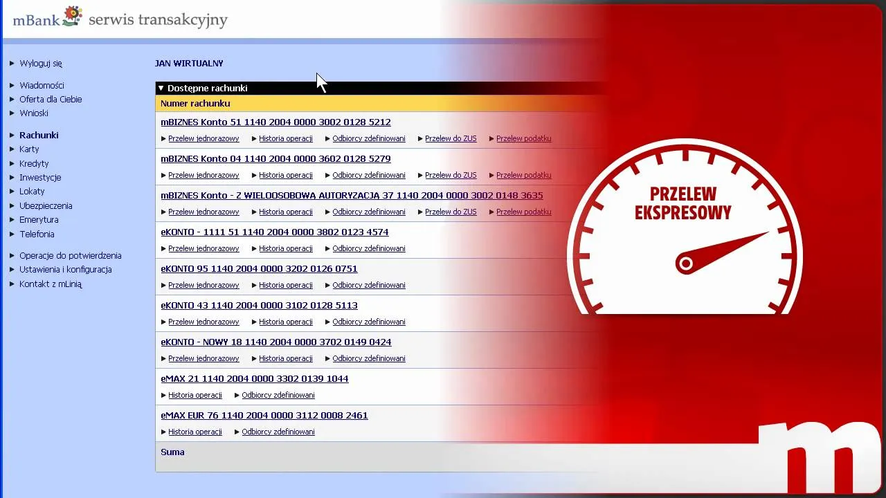 mBank serwis transakcyjny przelew ekspresowy
