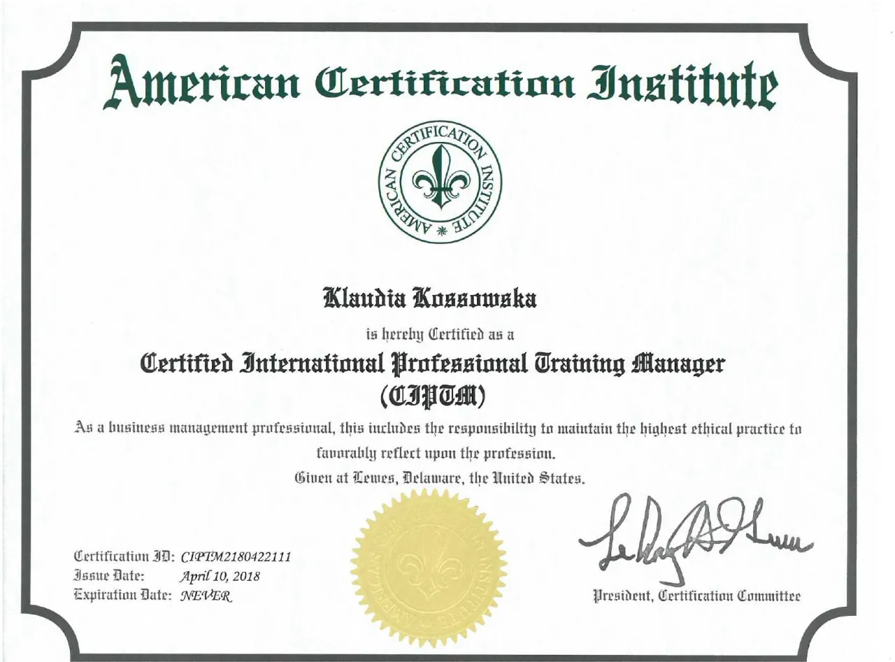 certyfikaty trenerskie VCC PIFS