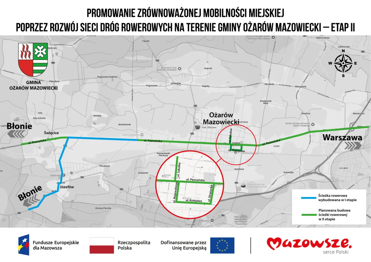 Park Miejski Ożar&oacute;w Mazowiecki ścieżki rowerowe