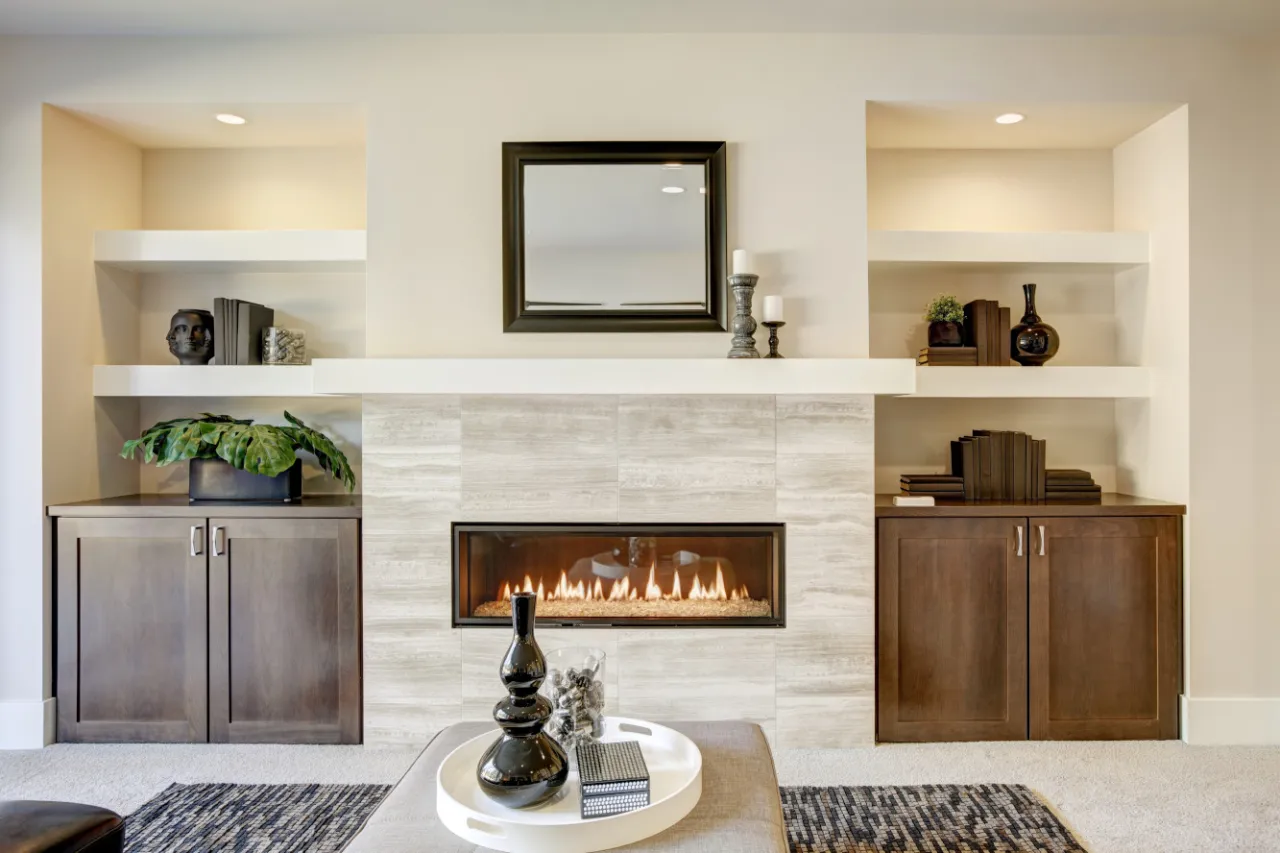 Nowoczesne półki z karton-gipsu w salonie