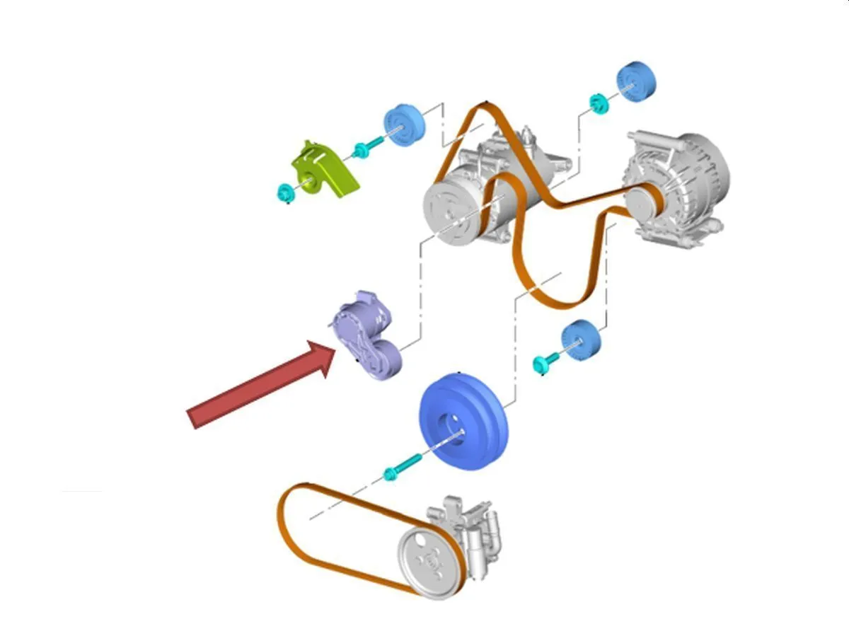 Schemat ułożenia paska wielorowkowego VW Golf 3