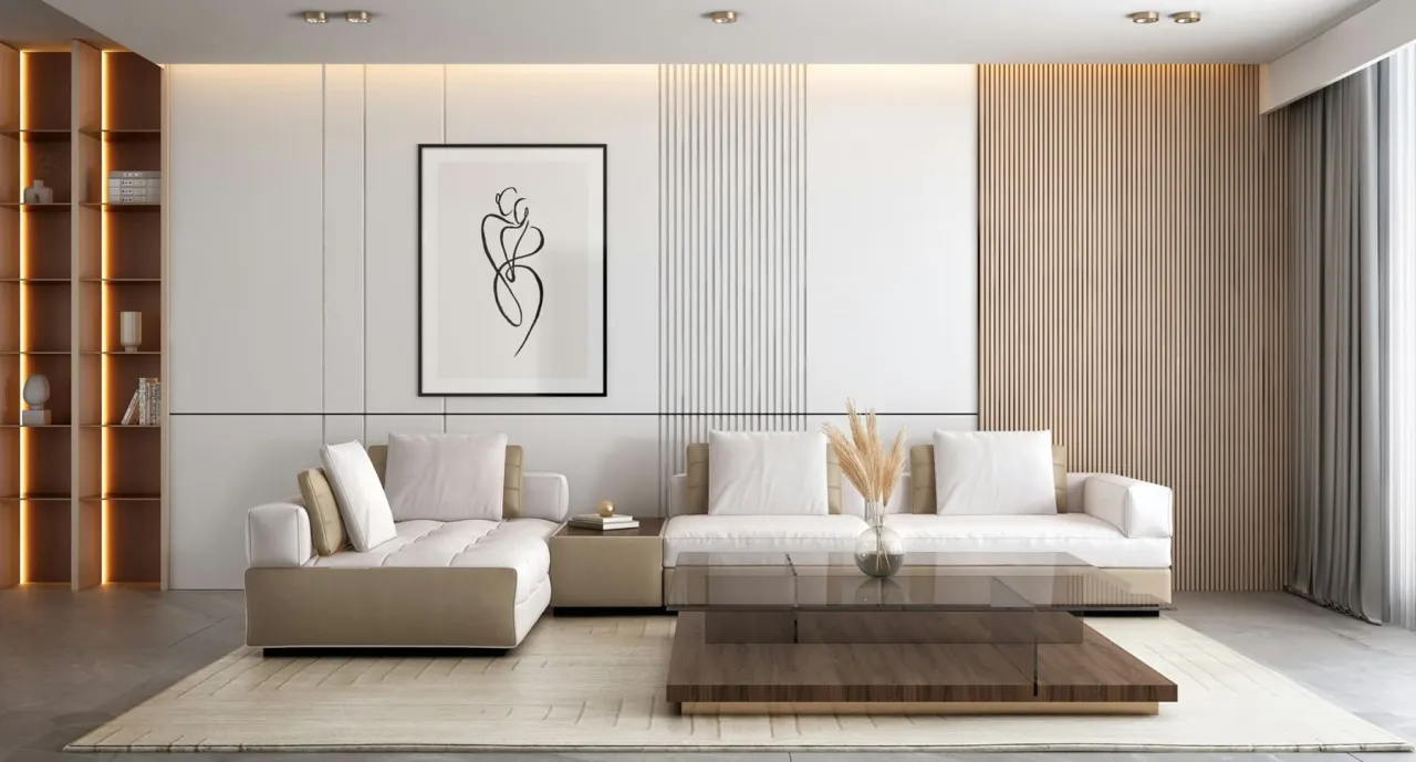 Jasny salon aranżacje, meble kontrast i harmonia