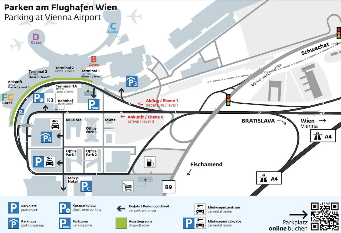 Mapa parkingów Park and Ride Wiedeń