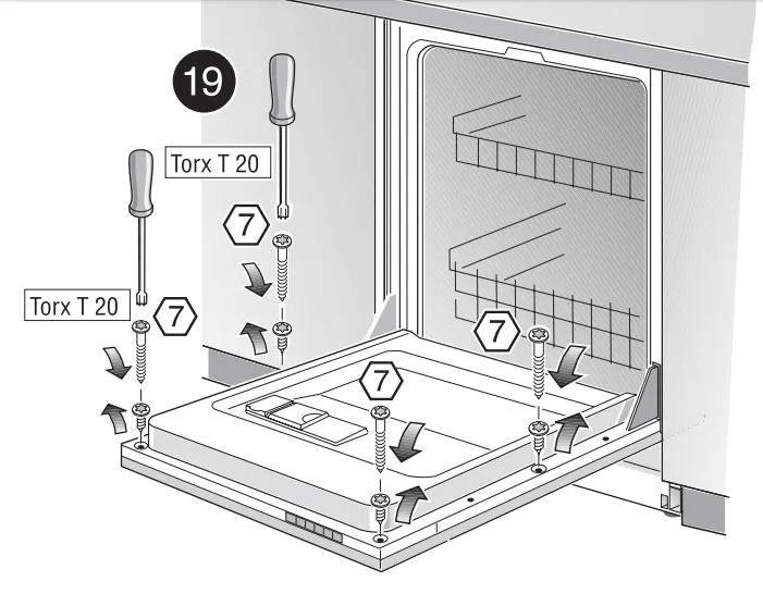 demontaż frontu zmywarki bosch śruby